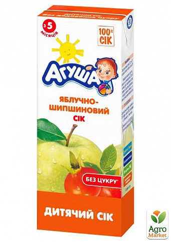 Сок яблочно-шиповный ТМ "Агуша" 0,2л