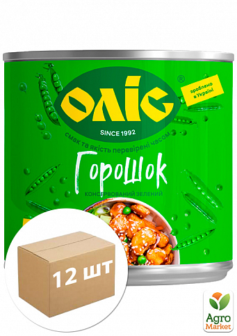 Горошек зеленый (ж/б) ТМ "Олис" 420г упаковка 12шт