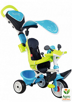Дитячий металевий велосипед «Бебі Драйвер» з козирком і багажником, блакитно-зелений, 10 міс. Smoby Toys2