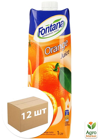 Сік апельсиновий TM "Fontana" 1л упаковка 12 шт