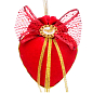 Елочное Украшение Сердце 8 См С Красным Бантом И Брошкой Птичка "Красный Маскарад" (085-071)