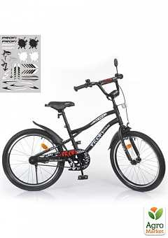 Велосипед детский PROF1 20д. Urban, SKD75,фонарь,звонок,зеркало,подножка,черный (мат) (Y20252-1)2