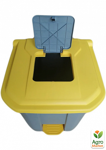 Бак для мусора с педалью Planet 50 л серо-желтый (6815) - фото 3