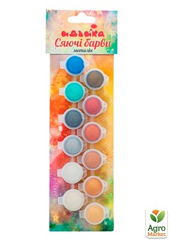 Акриловые краски - Светящиеся краски металлик (12 цветов) Идейка 981061