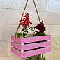 Ящик декоративный деревянный для хранения и цветов "Бланш" д. 25см, ш. 17см, в. 13см. (лиловый с длинной ручкой)
