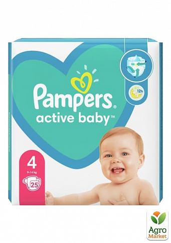 PAMPERS Дитячі підгузки Active Baby Maxi (9-14 кг) Середня упаковка 25