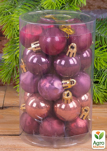Набір ялинкових кульок перламутр 3 см 25 шт. Фіолетовий (4293-4)