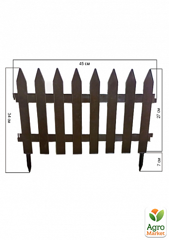 Декоративний пластиковий паркан темно-коричневий висота 35 см, довжина 3.2 м, 7 секцій - фото 3