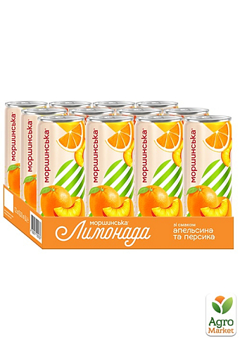 Соковместимый напиток Моршинская Лимонада со вкусом Апельсин-Персик 0.33 л (упаковка 12 шт) - фото 3