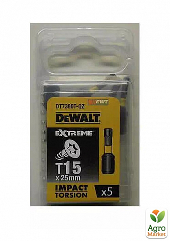 Набор бит DeWALT "IMPACT TORSION", ударные, Torx, Т15, L=25 мм, 5 шт DT7380T ТМ DeWALT