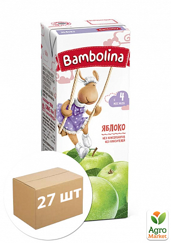 Сок яблочный Bambolina, 200мл уп 27 шт