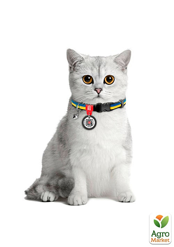 Ошейник для кошек нейлоновый WAUDOG Nylon с QR паспортом, рисунок "Colors of freedom", пластиковый фастекс, XS, Ш 10 мм, Длина 20-30 см (5210-4020) - фото 2