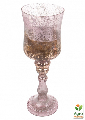 Скляний свічник декоративний 32x11см рожевий