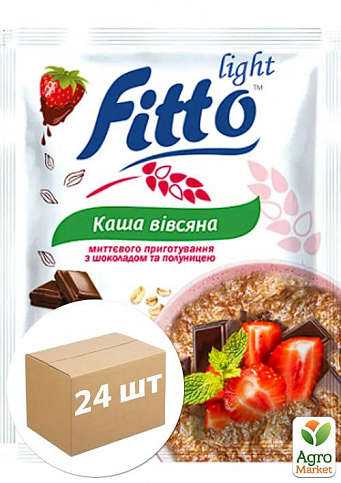 Каша вівсяна миттєвого приготування з Шоколадом та Полуницею ТМ "Fitto light" 40г упаковка 24 шт