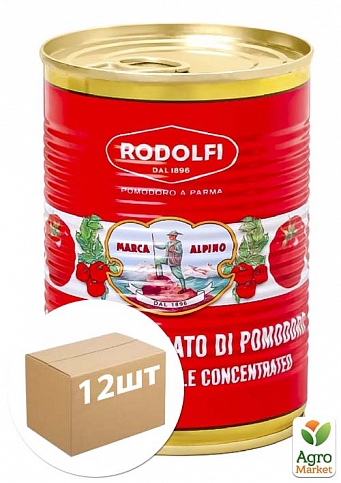 Помідори різані у власному соку ТМ "Rodolfi" 400г (ж/б) упаковка 12шт