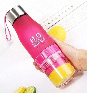 Пляшка для води і напоїв H2O Water Bottle з соковижималкою 650 мл рожева SKL11-187051 - фото 2