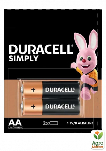Батарейка Duracell Simply AA (LR06) 1,5V щелочная пальчиковая (2 шт) - фото 2