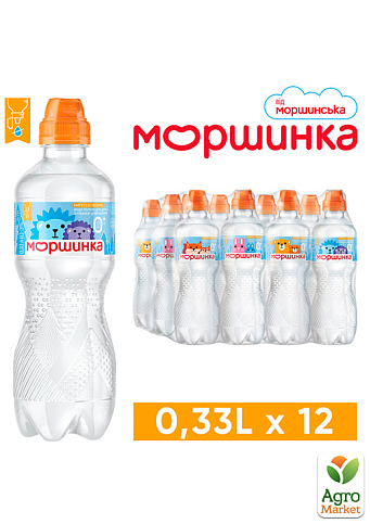 Минеральная вода Моршинка для детей негазированная 0,33л Спорт (упаковка 12 шт)