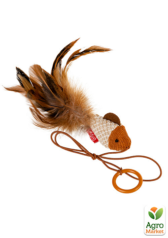 Игрушка для кошек Дразнилка-рыбка на палец GiGwi Teaser, перо, текстиль, 7 см (75026)