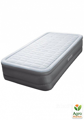 Надувная кровать с встроеным электронасосом PremAire, односпальная, серая ТМ "Intex" (64482)
        