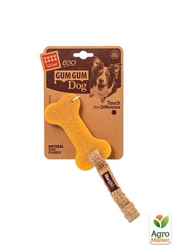 Игрушка для собак Резиновая кость мала GiGwi Gum Gum, экорезина, текстиль, 24 см (2302) - фото 2