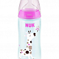 Бутылочка FirstChoice пластик 300 мл NUK / соска силиконовая 0-6 месяцев / температурный контроль Жираф