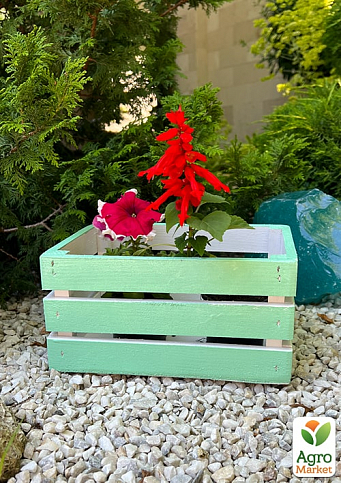 Ящик декоративный деревянный для хранения и цветов "Бланш" д. 25см, ш. 17см, в. 13см. (бирюзовый)