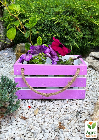 Ящик декоративный деревянный для хранения и цветов "Бланш" д. 25см, ш. 17см, в. 13см. (лиловый с большими ручками) - фото 3