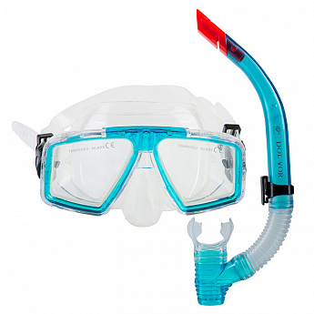 Набор для плавания маска и трубка Dolvor М4204Р подростоковый голубой SKL83-282739