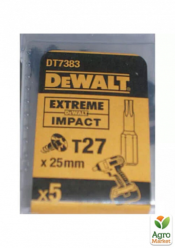 Набір біт DeWALT "IMPACT TORSION", ударні, Torx, Т27, L = 25 мм, 5 шт DT7383T ТМ DeWALT