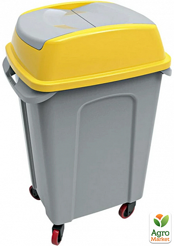 Бак для мусора на колесах Planet Hippo 50 л серо-желтый (6922)