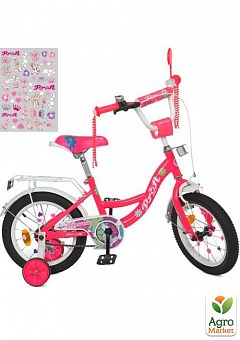 Велосипед детский PROF1 14д. Blossom, SKD45,фонарь,звонок,зеркало,корзина,доп.кол., малиновый (Y14302N)1