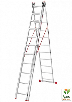 Лестница алюминиевая 3-х секционная Квитка PRO (3х12 ступеней) (110-9312)1