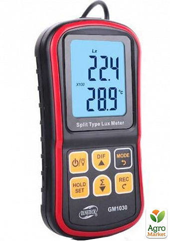 Измеритель уровня освещенности (Люксметр)+термометр, USB, Bluetooth  BENETECH GM1030 - фото 6