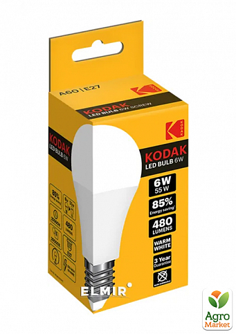 Лампа LED Kodak A60 E27 12W 220V Теплий Білий 3000K (6454508)