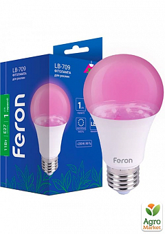 Лампа для рослин 11Вт E27 Feron LB-709 A60 фіто(40140)2