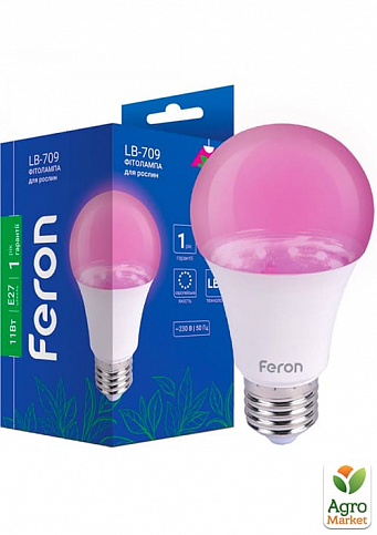 Лампа для рослин 11Вт E27 Feron LB-709 A60 фіто(40140)
