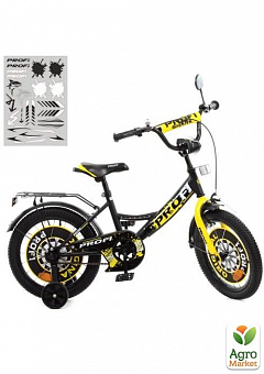Велосипед дитячий PROF1 18д. Original boy,SKD75,ліхтар,дзвінок,дзеркало,дод.кол.,чорно-жовтий (Y1843-1)1