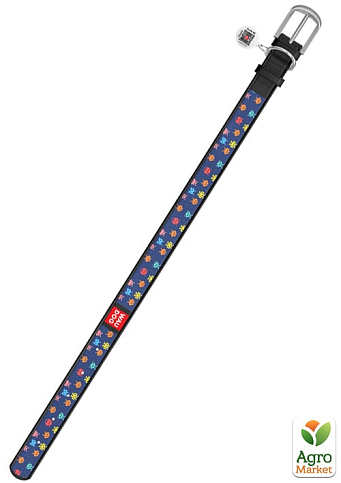 Ошейник WAUDOG Design с рисунком "Пиксели", премиум кожа, металлическая пряжка (ширина 20 мм, длина 30-39 см) черный (0020-0096-01) - фото 2