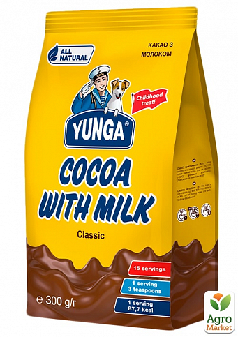 Напій розчинний какао з молоком ТМ «Юнга» пакет 300г упаковка 12шт - фото 2