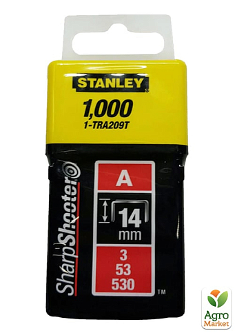 Скобы тип А высотой 14 мм, для степлера ручного Light Duty, в упаковке 1000 шт STANLEY 1-TRA209T (1-TRA209T)