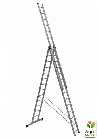 Алюминиевая трехсекционная усиленная лестница 3*14 ТМ ТЕХПРОМ HS3 6314