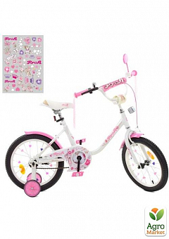 Велосипед детский PROF1 18д. Ballerina, SKD45, звонок, фонарь, прил. колеса бело-розовый (Y1885) 1