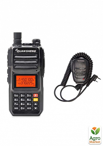 Рация профессиональная Quansheng TG-UV2 PLUS,UHF/VHF, 10 Ватт, батарея 4000 мАч +Тангента Quansheng QS-4 + Ремешок на шею Mirkit (7928)