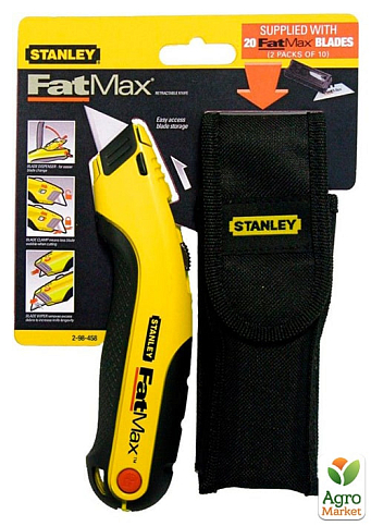 Ніж FatMax® довжиною 170 мм з висувним лезом для оздоблювальних робіт, комплектується чохлом та 20-ма лезами STANLEY 2-98-458 (2-98-458) 