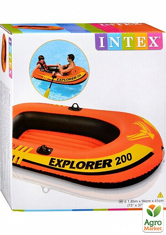 Полутораместная надувная лодка Explorer 200,2-х камерная 185х94 см ТМ "Intex" (58330) - фото 3