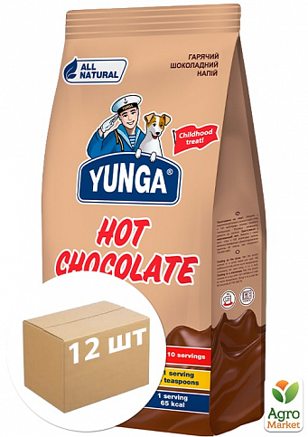 Напій розчинний Гарячий шоколад ТМ «Юнга» пакет 180г упаковка 12шт