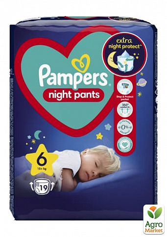 PAMPERS Детские одноразовые подгузники-трусики Ночные Pants Размер 6 Giant (15+кг) Эконом 19 шт