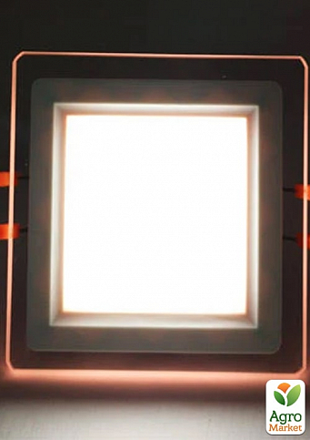 LED панель Lemanso LM1039 Сяйво 9W 720Lm 4500K + розовый 85-265V / квадрат + стекло (336121)