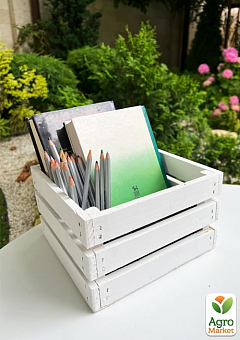 Ящик декоративный деревянный для хранения и цветов "Джусино" д. 22см, ш. 20см, в. 13см. (белый)1